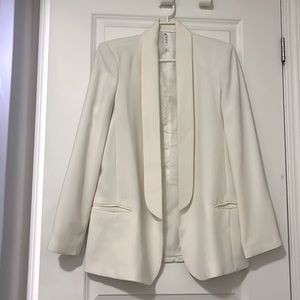 Mural white slouchy boyfriend blazer with tuxedo collar